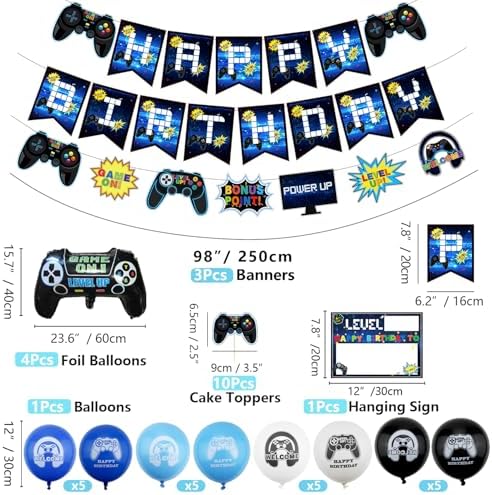 Video Game Party Decorations 7th Birthday Set for Boys