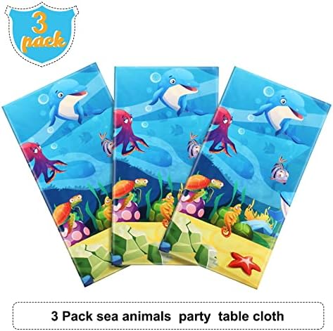 Tiamon Ocean Animals Table Covers 3 Pack 54x108 Inch