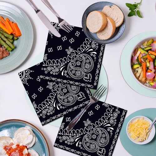 Cholo Black Bandana Napkins 40 Pcs Set