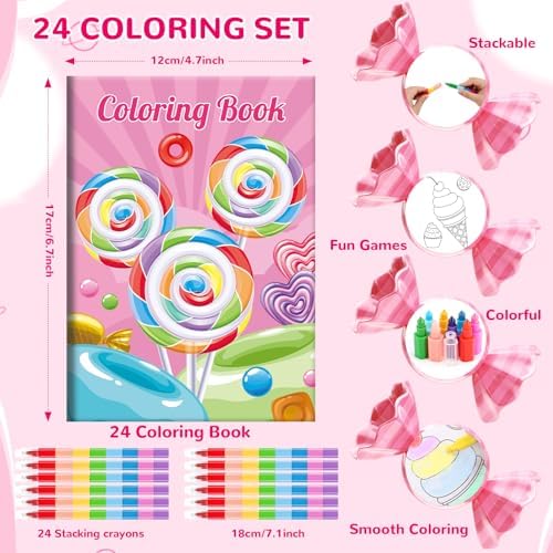 BenLouis 24 Mini Coloring Books with Stacking Crayons