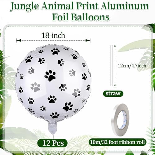 12 Pcs 18 Inch Dog Paw Print Foil Balloons