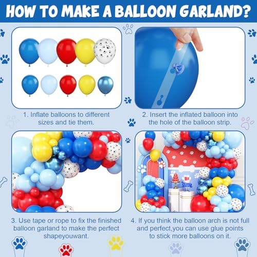 Blue Balloons Arch Garland Kit for Dog Paw Themed Parties