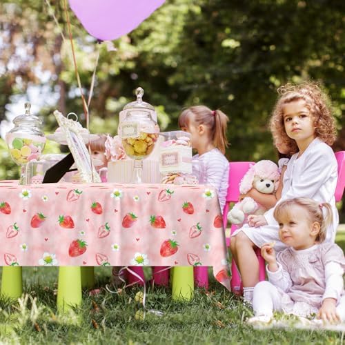 4 Pcs Strawberry Tablecloth Party Decor 86x51 Inch