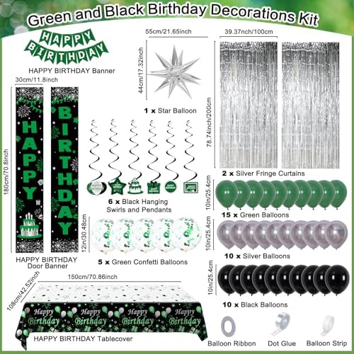 Green Birthday Decorations for Men Boys