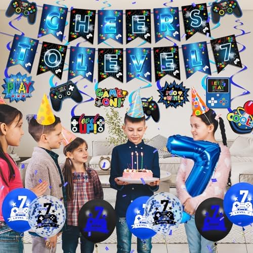 Video Game Themed 7th Birthday Party Decorations Kit