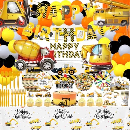 339 PCS Construction Birthday Party Supplies for 20 Guests