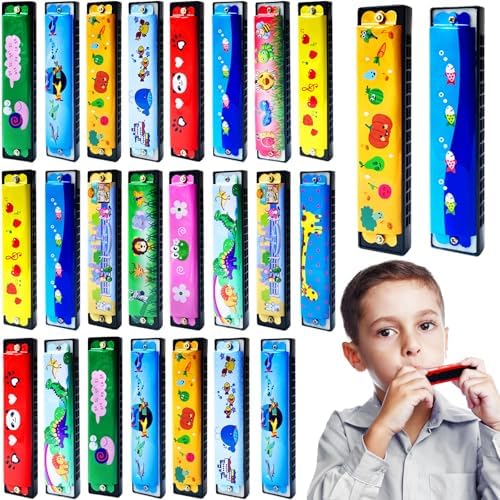 24 Pcs Kids Cartoon Harmonica Set