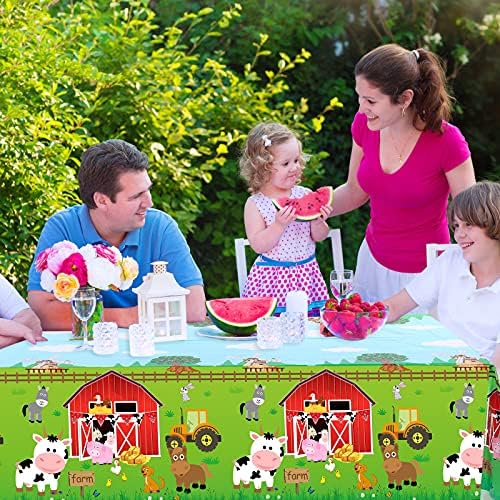 Kasyat Farm Animals Party Tablecloth 108 x 54 Red 3 Pieces