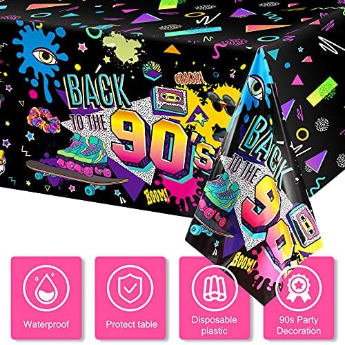 Tegeme 3 Pcs 90s Style Plastic Table Covers