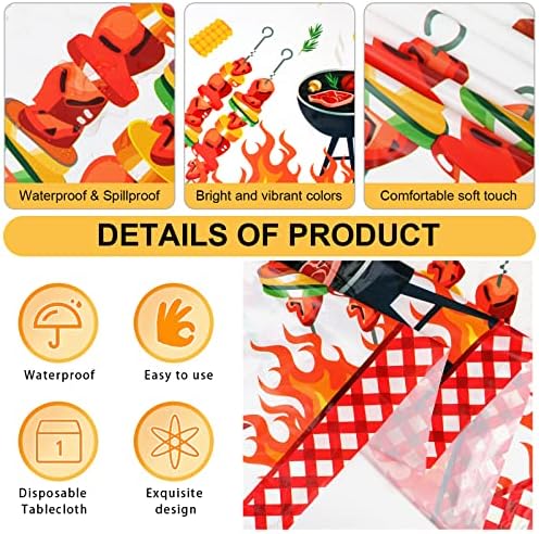PHOGARY 3 Piece BBQ Table Covers for Parties