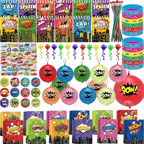 134 Pcs Hero Party Favors Birthday Decorations Set