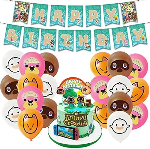 Animal Crossing Birthday Party Decor - Banners Balloons Cake Toppers