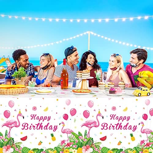 3 Pcs Happy Birthday Luau Party Tablecloth