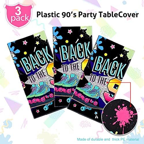 Tegeme 3 Pcs 90s Style Plastic Table Covers