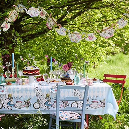 Talking Tables Blue Alice in Wonderland Table Cover Disposable Recyclable