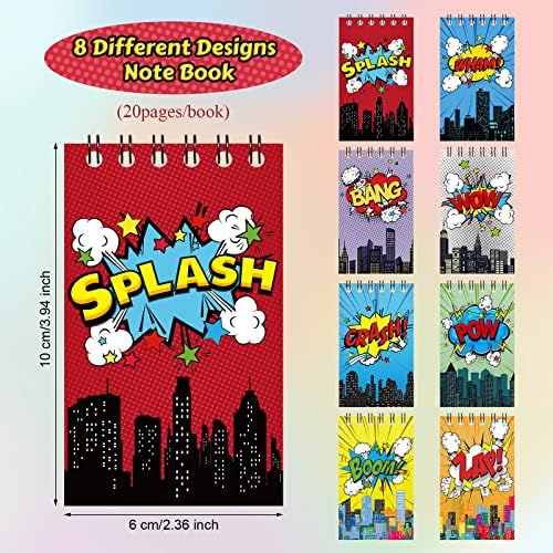 Containlol 24 Pack Mini Notebooks for Hero Birthday Party Favors