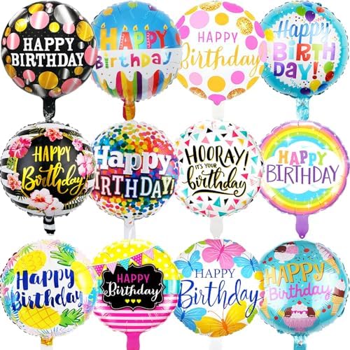 36PCS Happy Birthday Foil Balloons 18 Inch Decor