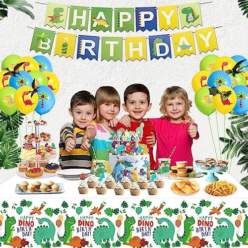 4 Pack Dinosaur Tablecloths for Birthday Party Decorations