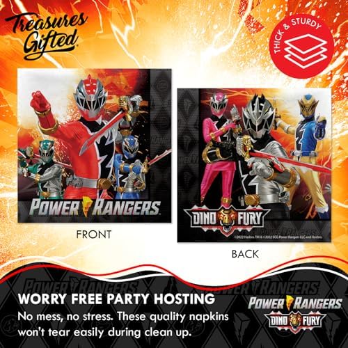Treasures Gifted Power Rangers Party Napkins - Pack of 32