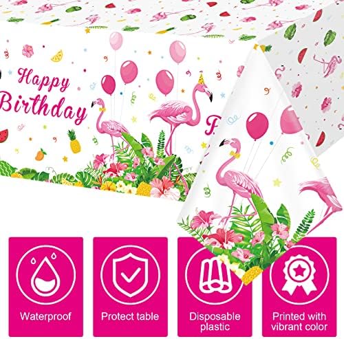 3 Pcs Happy Birthday Luau Party Tablecloth