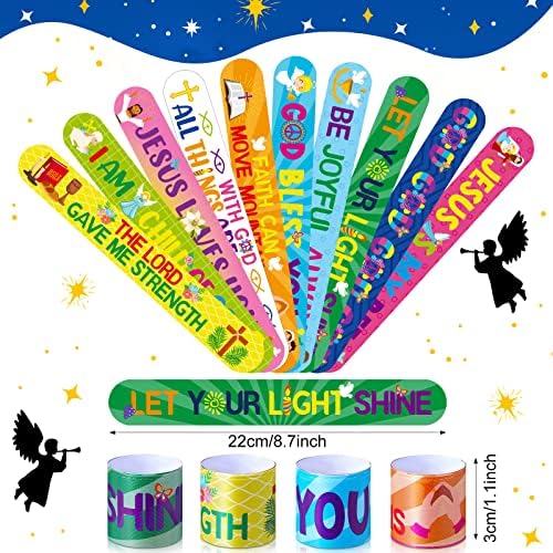 Frienda 40 Pcs Bible Verse Slap Bracelets for Kids