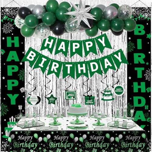 Green Birthday Decorations for Men Boys