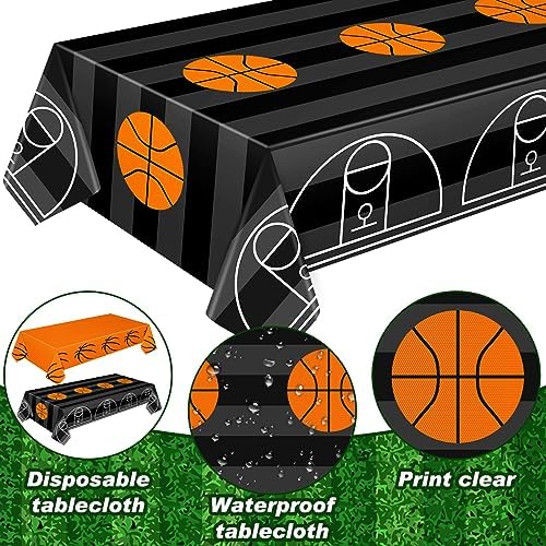 Mixweer 2 Pcs Basketball Plastic Tablecloth 54x108 Inch