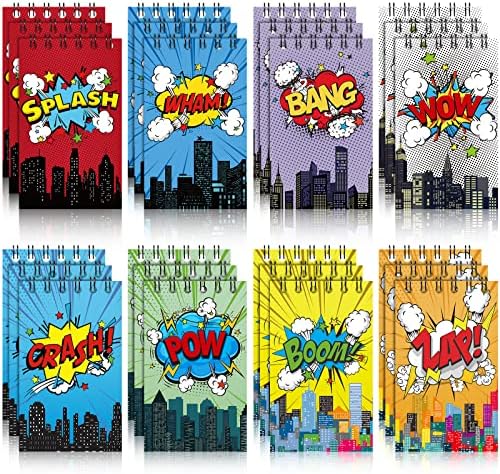 Containlol 24 Pack Mini Notebooks for Hero Birthday Party Favors