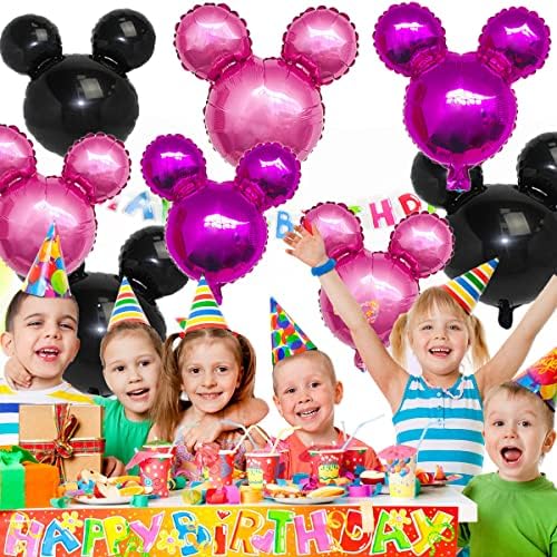 9Pcs Pink Mouse Foil Balloons Cartoon Party Decoration