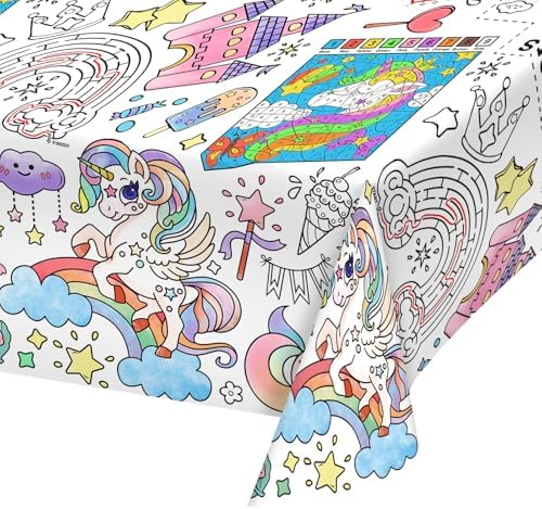 Gatherfun Magical Unicorn Tablecloth for Birthday Parties