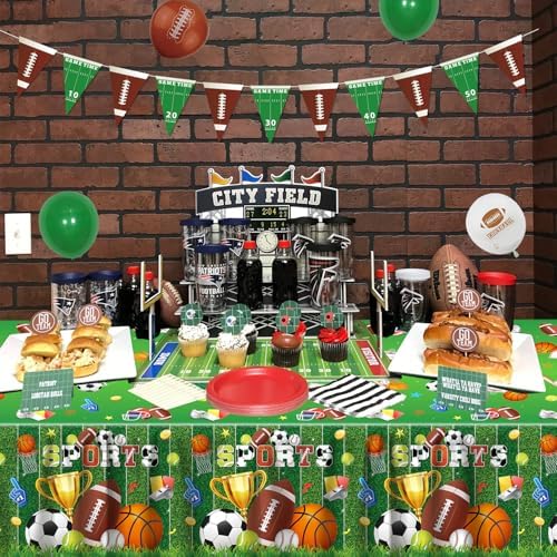 4 Pack Sports Theme Tablecloths for Boys Birthday Party