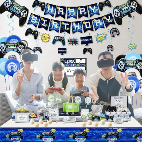 Video Game Party Decorations 7th Birthday Set for Boys