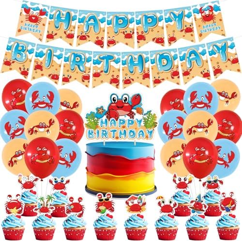 Crab Birthday Party Decorations Set