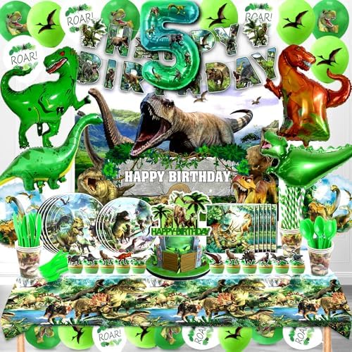 Dinosaur 5th Birthday Decorations Set