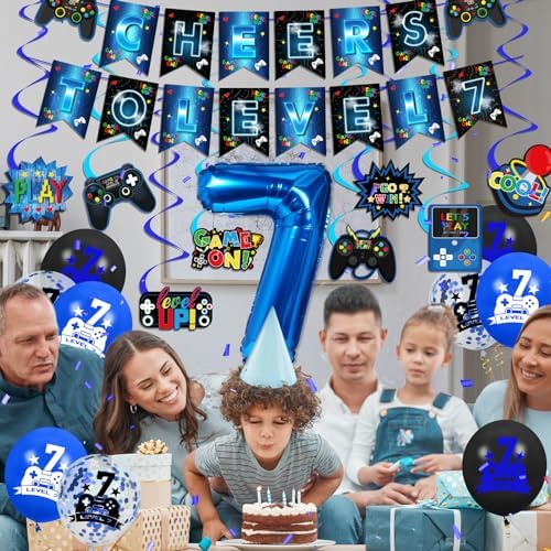 Video Game Themed 7th Birthday Party Decorations Kit