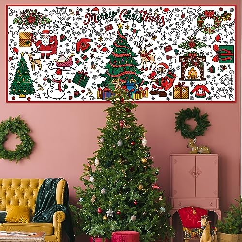 OHOME Xmas Giant Coloring Poster Tablecloth