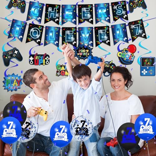 Video Game Themed 7th Birthday Party Decorations Kit