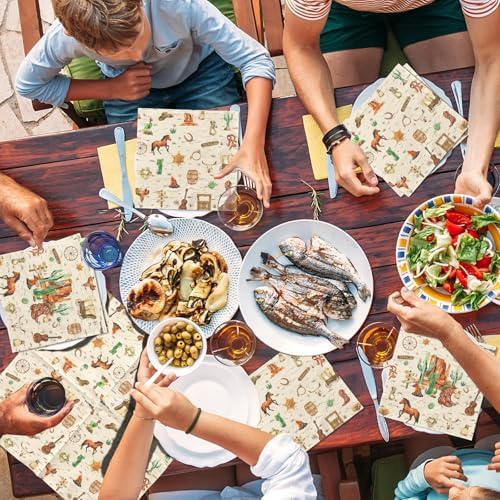 40 Pcs Western Cowboy Paper Napkins for Birthday Parties