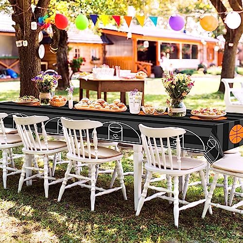 Mixweer 2 Pcs Basketball Plastic Tablecloth 54x108 Inch