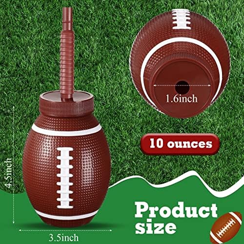 Sawysine 12 Piece Football Cup Set with Straws and Lids