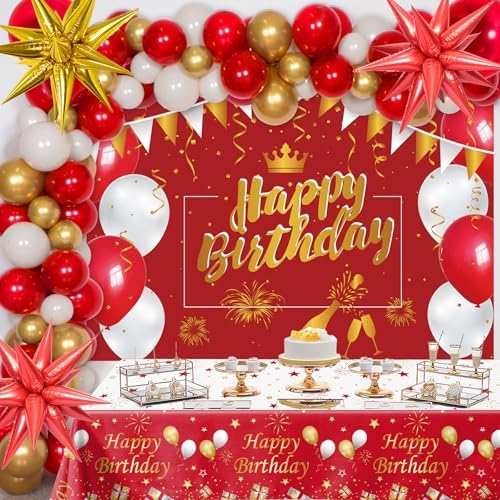 Red and Gold Birthday Decorations Kit