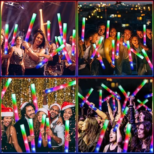 OLUPP 124 PCS Foam Glow Sticks with 3 Modes