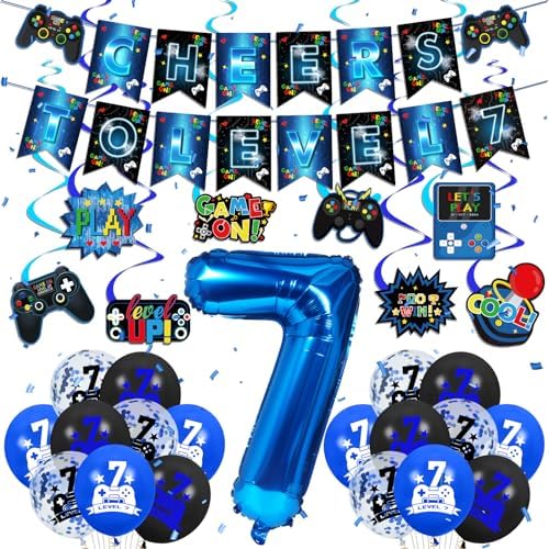 Video Game Themed 7th Birthday Party Decorations Kit