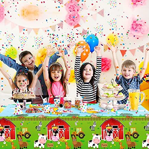 Kasyat Farm Animals Party Tablecloth 108 x 54 Red 3 Pieces