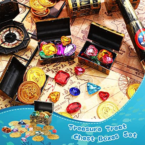 32 Piece Mini Pirate Treasure Chests with Gold Finish