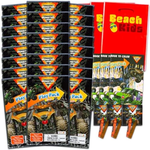 Monster Jam Mini Party Favors Set for Kids 24 Pack