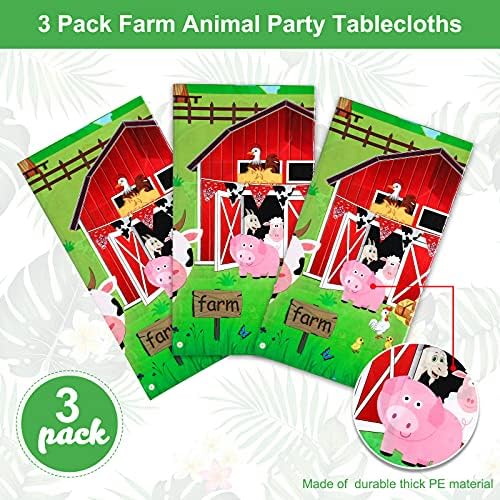 Kasyat Farm Animals Party Tablecloth 108 x 54 Red 3 Pieces