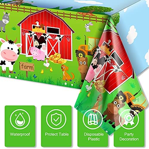 Kasyat Farm Animals Party Tablecloth 108 x 54 Red 3 Pieces