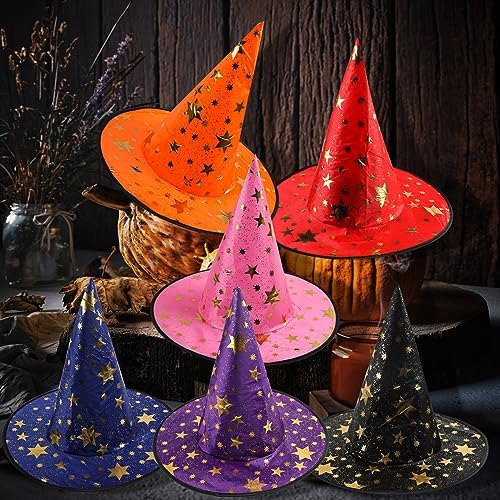 FOIMAS 6 Pack Witch Hats for Kids Halloween