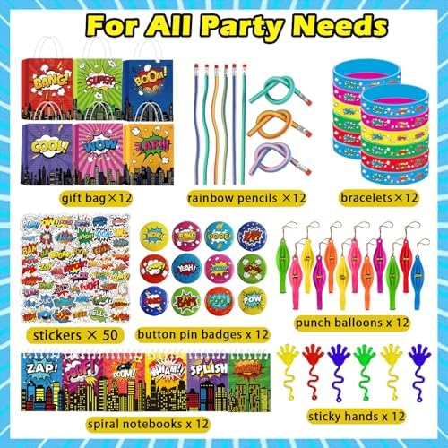 134 Pcs Hero Party Favors Birthday Decorations Set